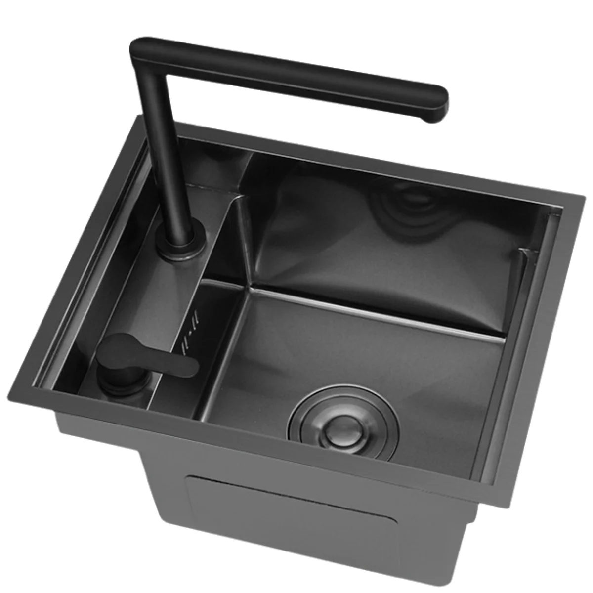 Nano Black 304 Stainless Steel Single Bowl Outdoor Sink Rectangular Shape With Cover for Mini Bar & Island Kitchen Design