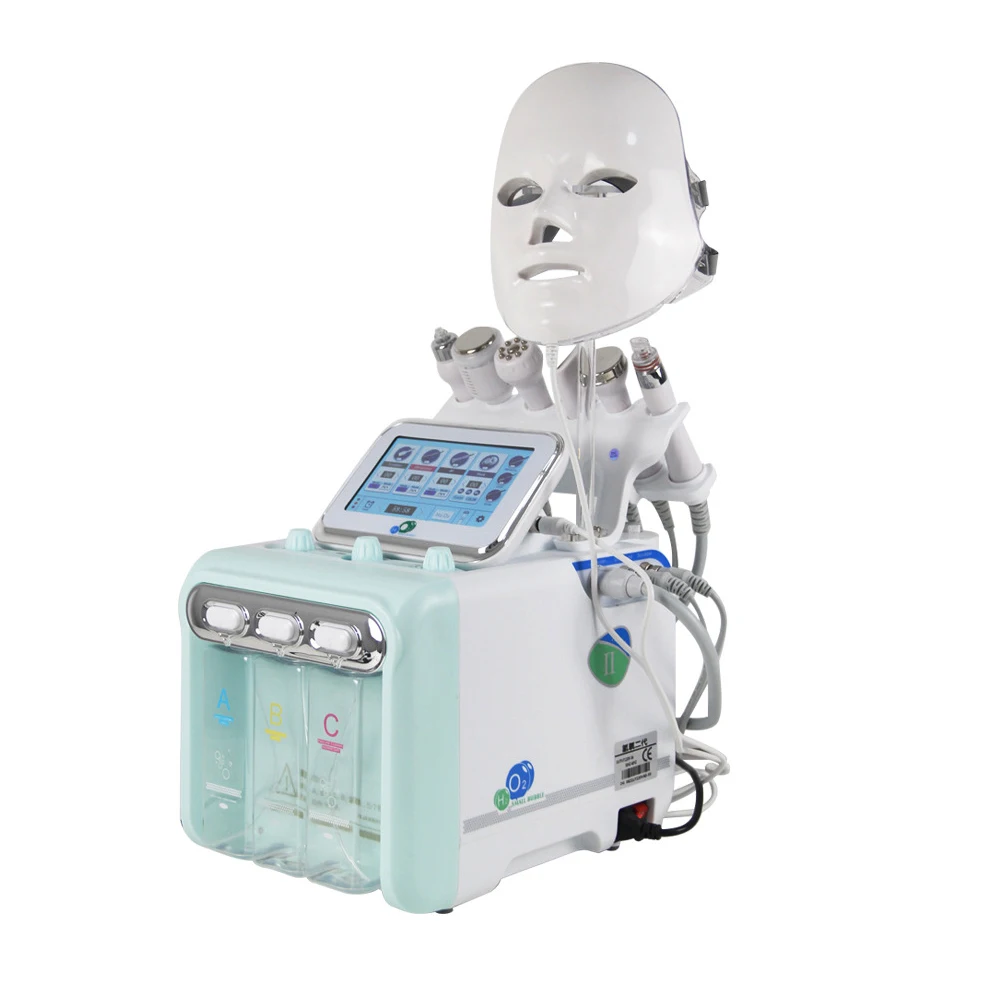 H202 Hydrate Small Bubble 7 in 1 Hydro Microdermabrasion Skin Care Oxygen Jet Facial Machine with Led Mask