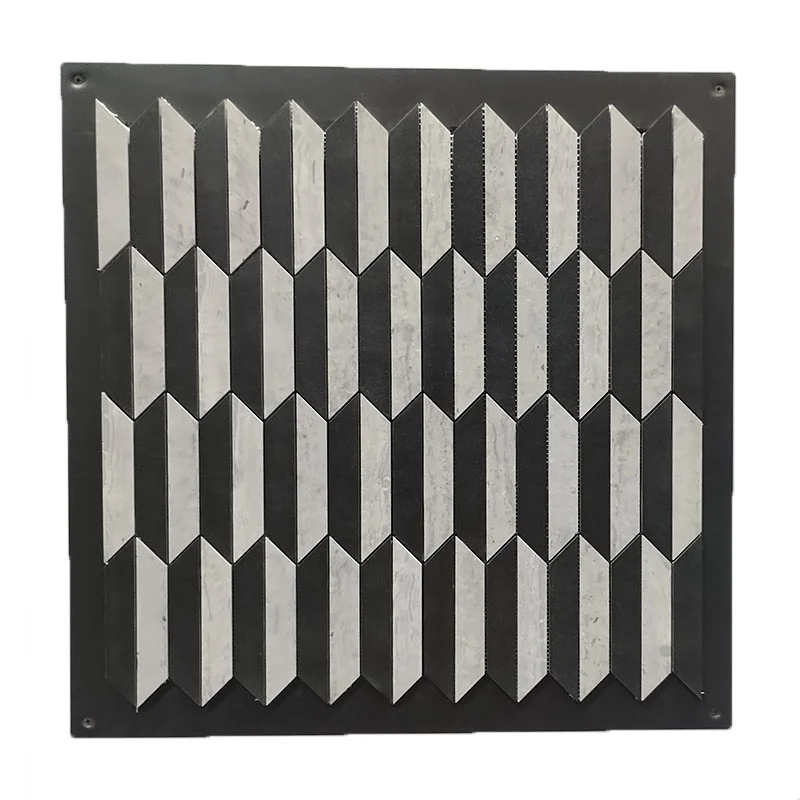 Tessellae musivae hexagonales nigras et grises, formae trapezoidalis, praemium qualitatis, ad usum privatum, in hospitiis, in tabernis, in balneis, in vestibulis parietum