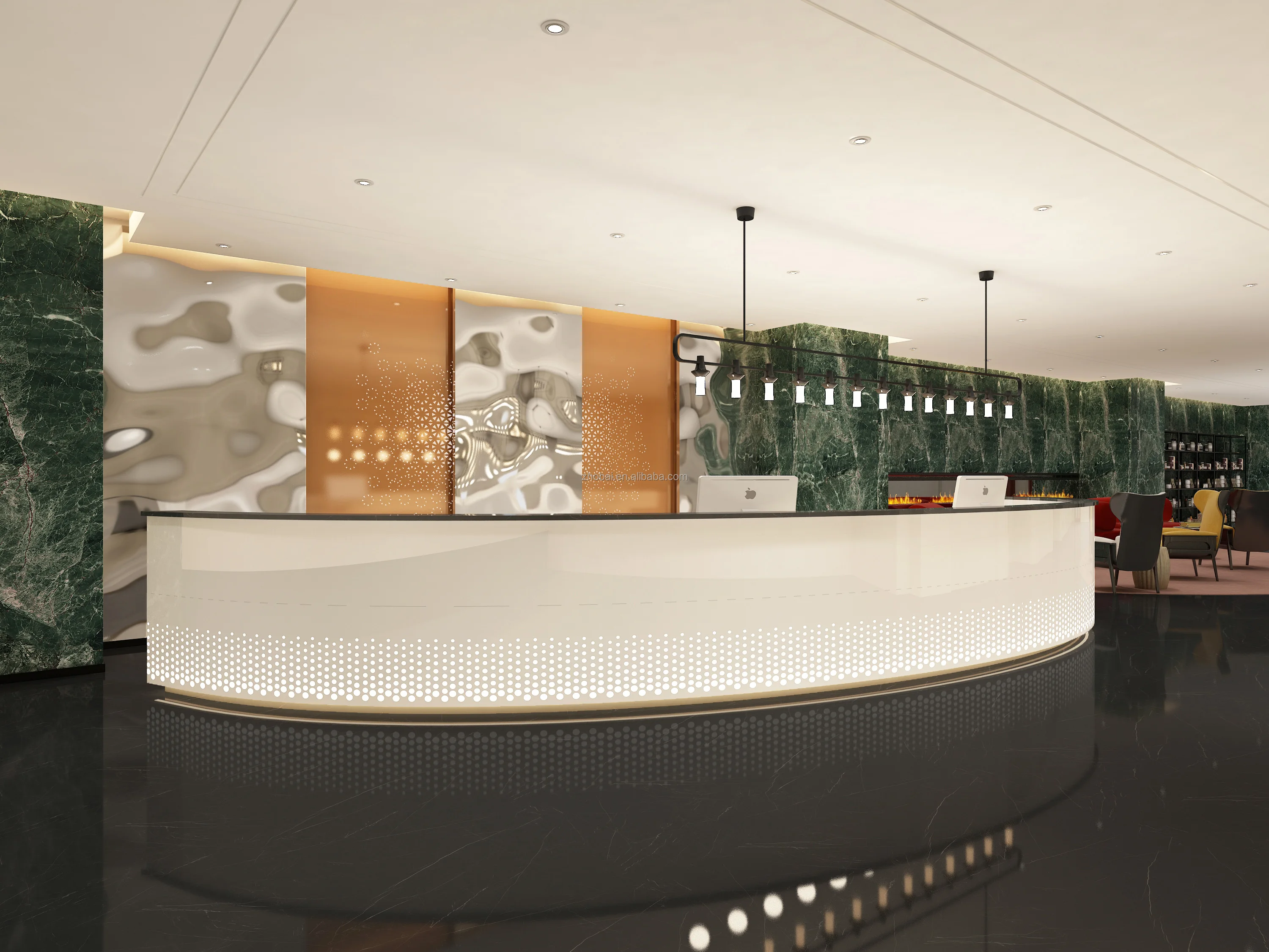 Best Sale High Quality Gold White Light Luxury Nail Salon Reception Counter Desk Furniture Salon Bar Counter for Commercial Use 4