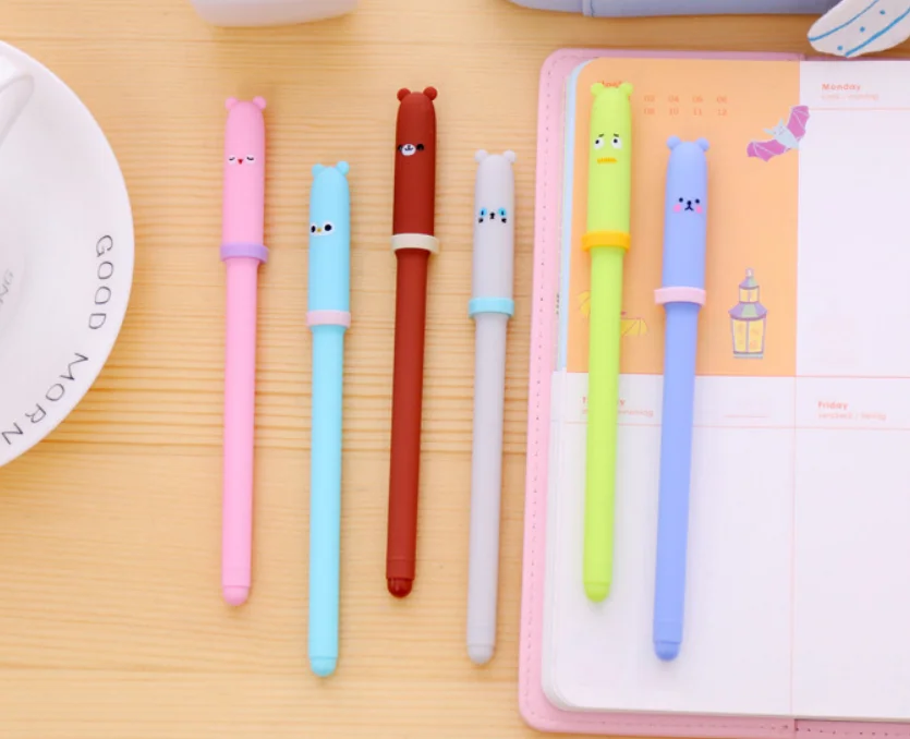 Гелевая ручка Kawaii с животными, черная нейтральная ручка для письма, канцелярские принадлежности для студентов