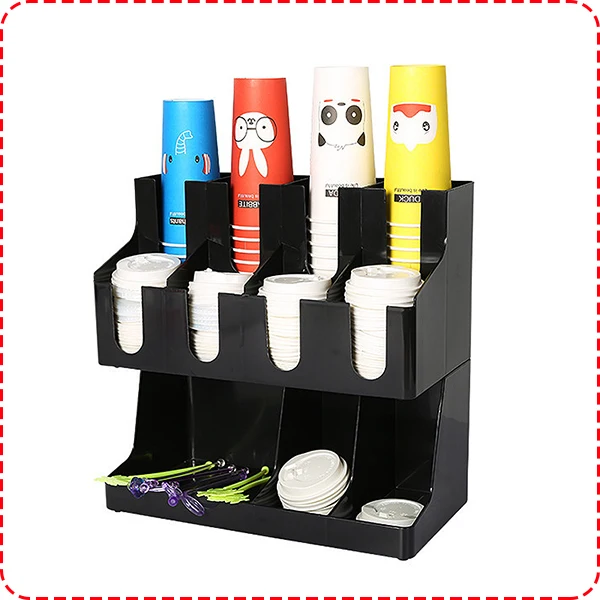 Restaurant Drink Self-Service Plastic Coffee Station Organizer Bar Countertop Paper Cup and Lid Dispenser Holder factory