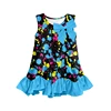 Color Paint Splash Bow Ruffle Sleeveless Dress
