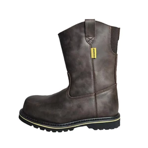 Classic Work Safety Boots High Breathability with Rounded Toe Cap and Built Steel Toe Crazy Horse Design
