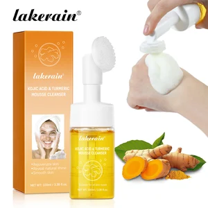 Skincare Face Wash Hydrating Full Foaming Moisturizing Kojic Acid Turmeric Facial Cleanser Mousse with Brush
