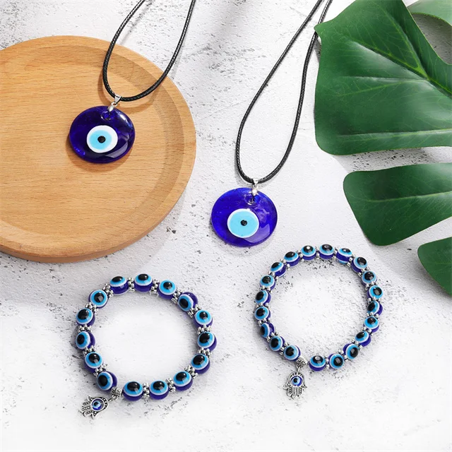 Wholesale Lucky Emo Jewelry Nazar Amulet Black Leather Chain Evil Blue Eye  Pendant Necklace Mal De Ojo Bracelets for Women From m.