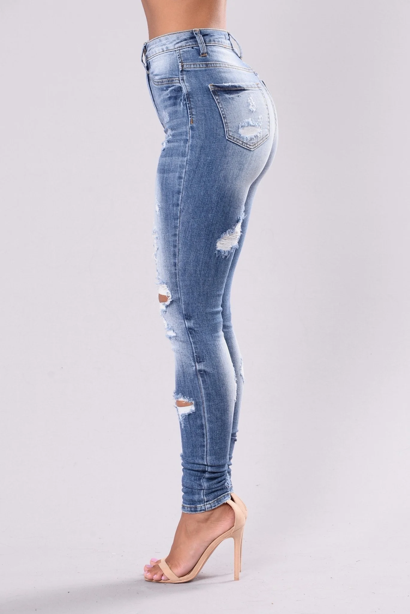Classic Ripped Jeans Stretchy Elastic 