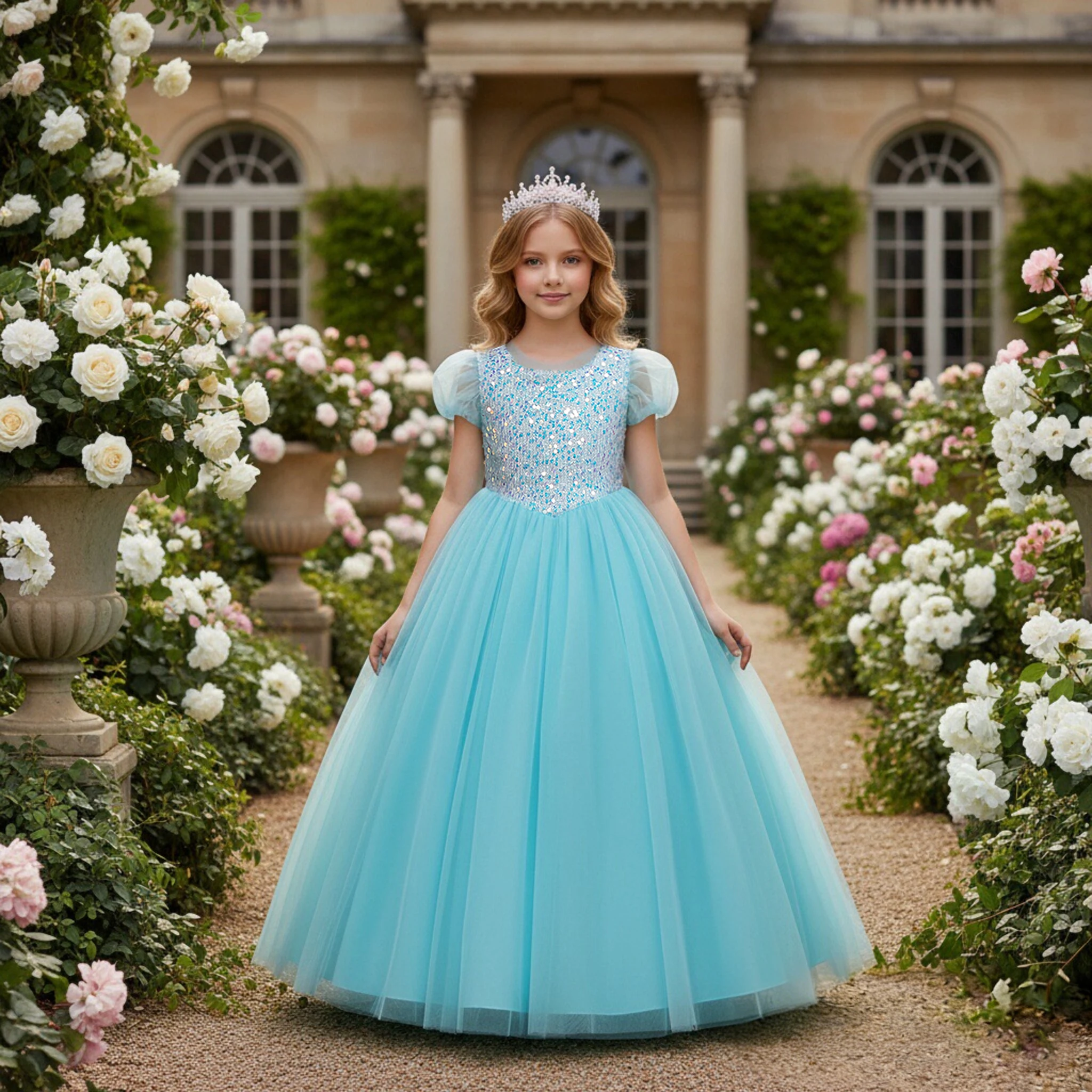 Western Style Sequin Girls Wedding Dress - Colorful Party