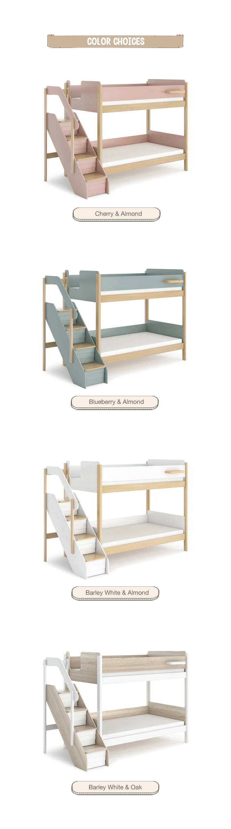 Only B2b Boori Wooden Kids Furniture Children Solid Wood Double Bed