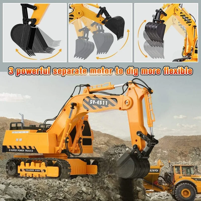 Remote Control Excavator Rc Toy 1 20 Rc Excavator Toy 3 Separate Motors Construction Tractor 11 Channel Rechargeable Rc Truck