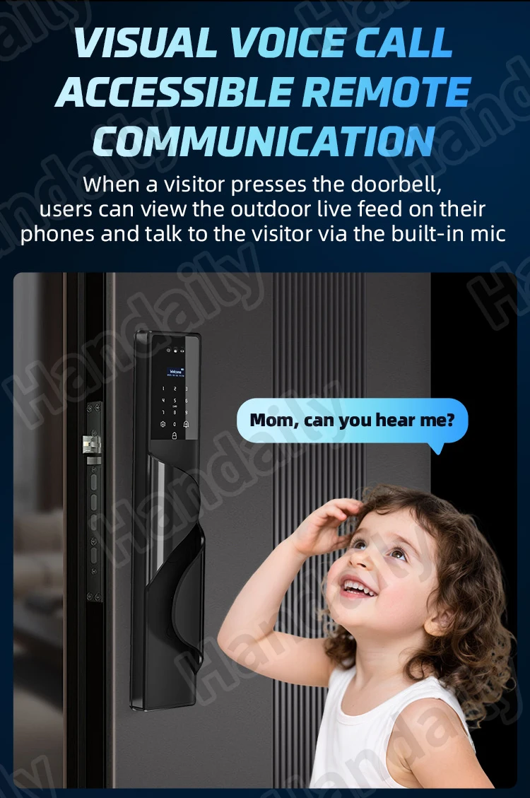 handaily palm face recognition smart lock tuya wifi video monitoring intercom smart door lock with 6590 mortise s9-8