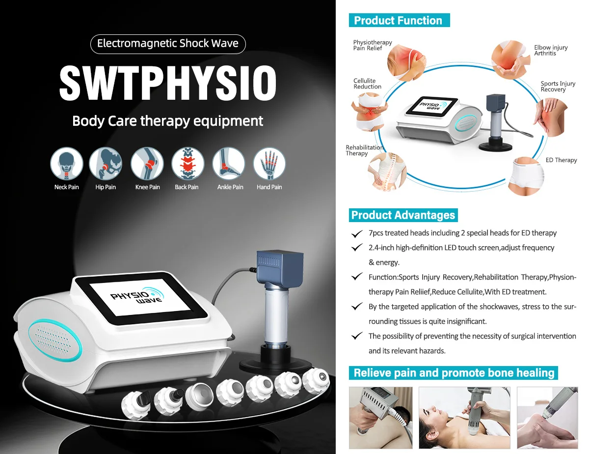 Factory Direct Portable SWT Physio Shockwave Therapy Device Aluminum Case Compact Design for Muscle Bone Healing Sports Injury