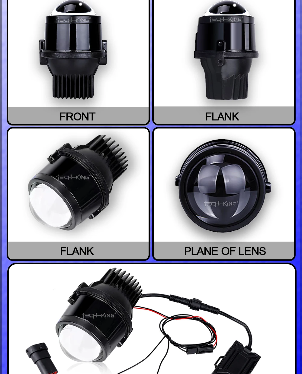 TECH-KING 2.5 inch 6000K 12V 25W Car Auto Lighting System Xenon projector with Bracket Bi LED Projector Lens Fog Light