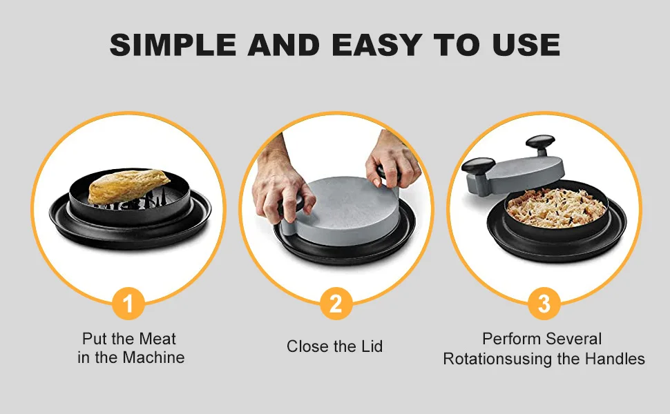 Meat Shredder Tool Twist Clear Cover Treatment,Nonslip Base Beef Pork