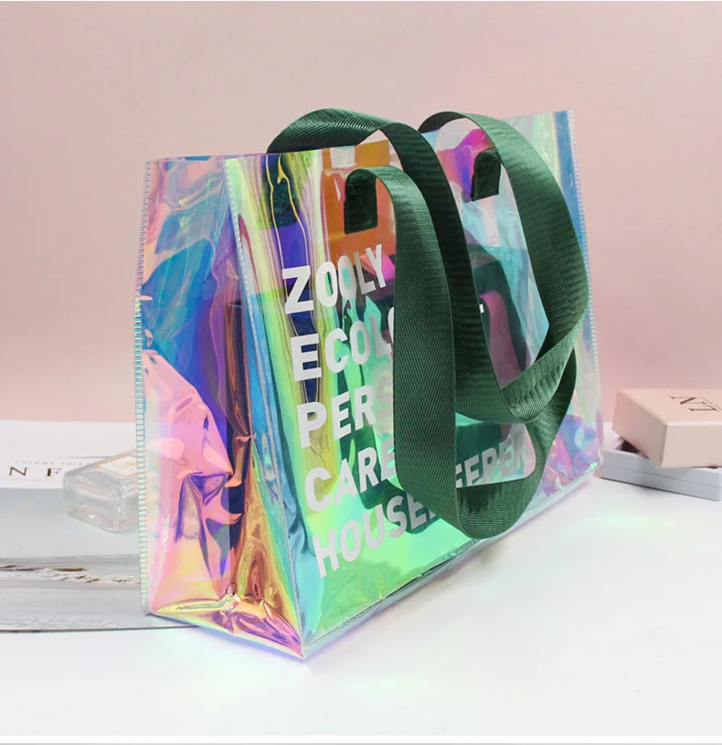 Fashion Sports Hologram Pvc Beach Tote Bag 2023 Clear Laser Handbag ...