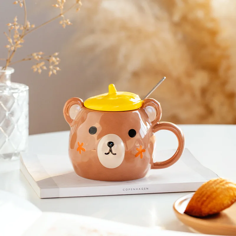 Buy Wholesale China 380ml Cute Bear Mug With Lid And Spoon, Kawaii Cup  Novelty Mug For Coffee, Tea And Milk, Mug Gift & Ceramic Mug at USD 2.1