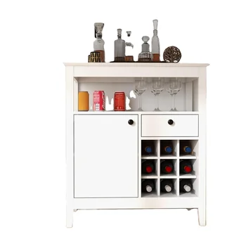 Bar cabinet with door: White bar cabinet, wooden bar kitchen cabinet with drawers, Farm bar Height cabinet,