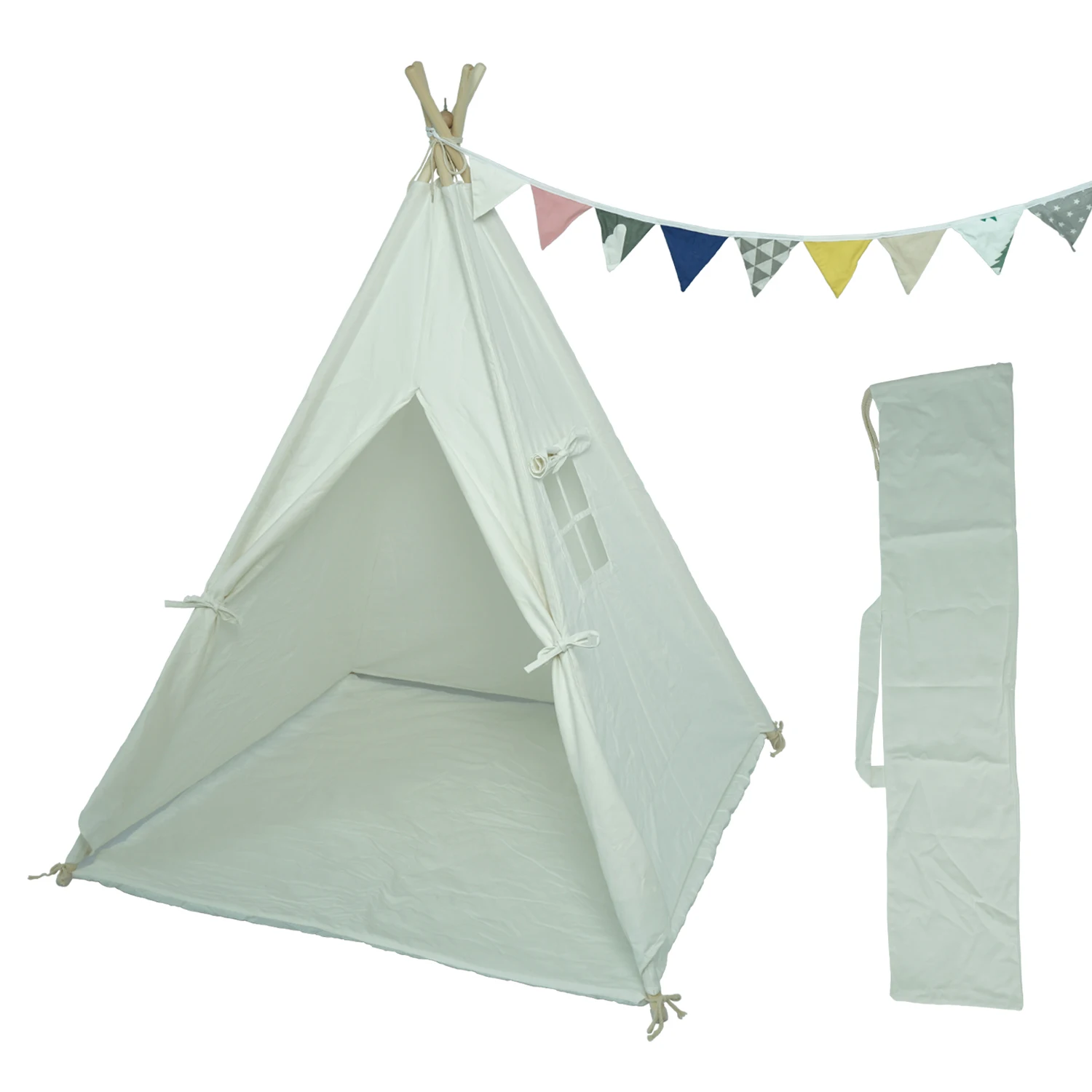 American Kids Tee-pee Play Tent Black White Rugby Stripe Playhouse Childrens for sale online 