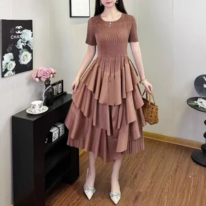 Women's Elegant Dress Factory Direct Sales Solid Color Stretch Irregular Dress One Size Polyester Fabric Casual Women's Dresses