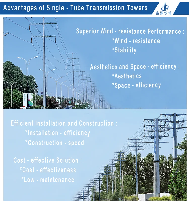 Steel Tube Pole Transmission Tower Poles Tower Galvanized Steel