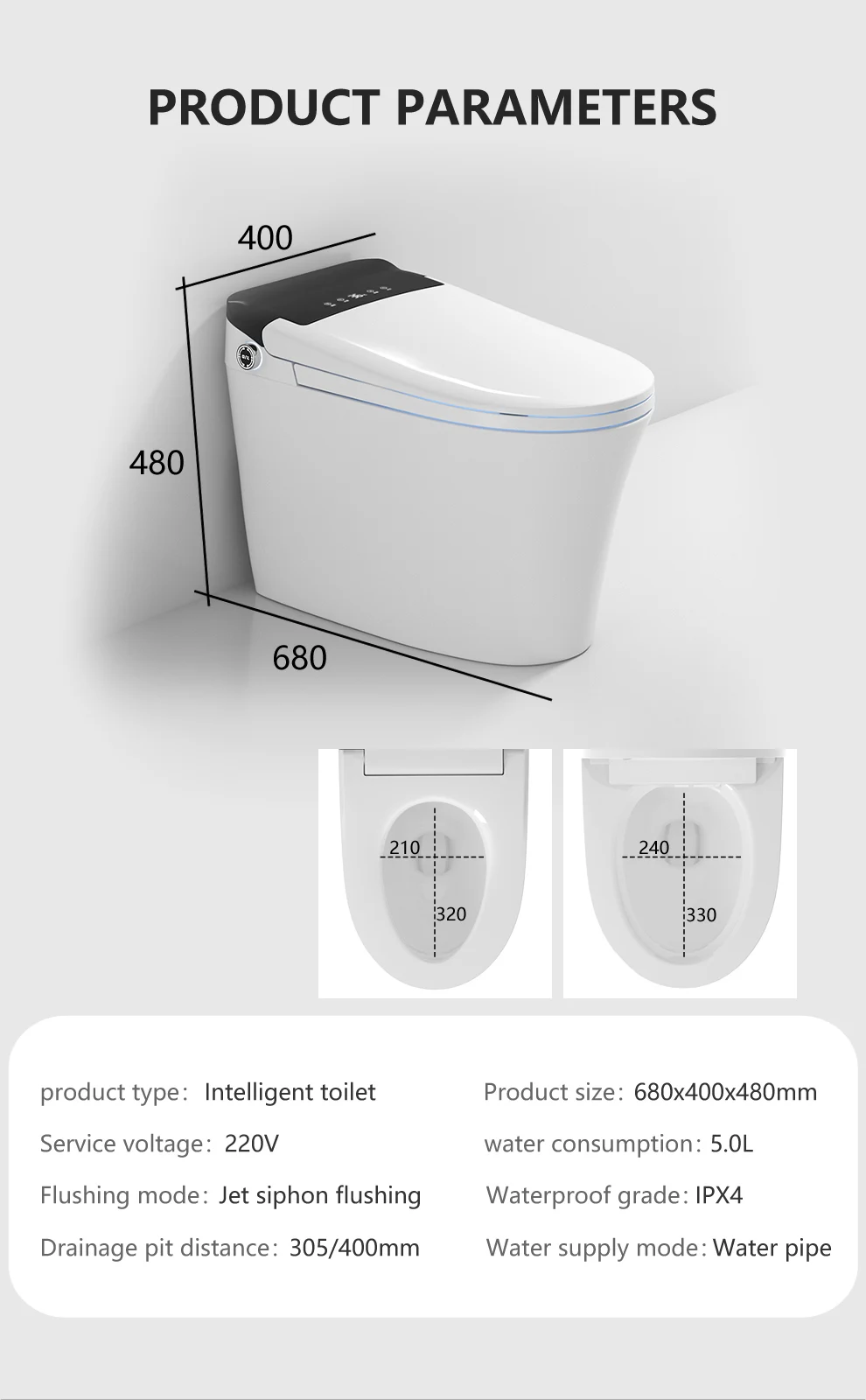 New Black Intelligent Wc Toilet Set Automatic Flush Toilet For Home