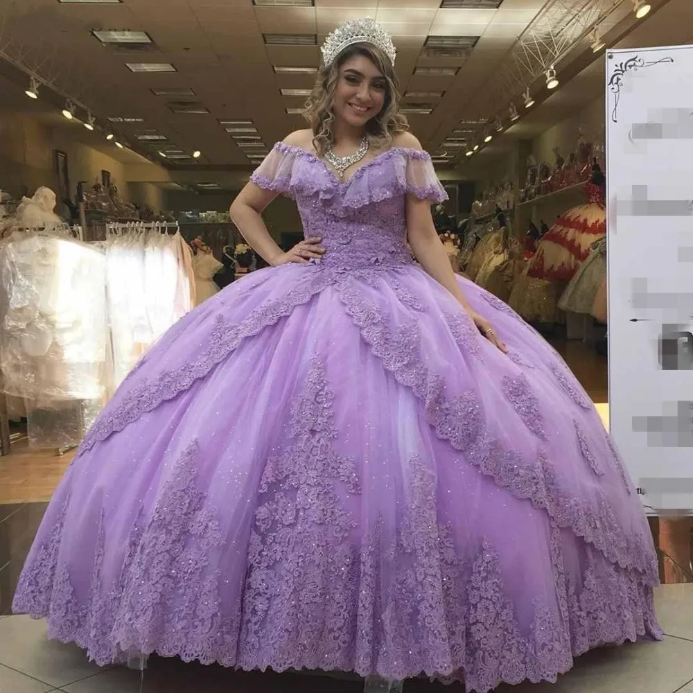 Princess Quinceanera Dresses 2024 Ball Gown Lace Applique V Neck Corset  Back Party Dress with Bow Pageant Sweet 16 15 Years - AliExpress