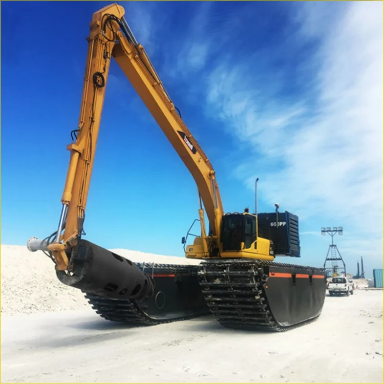 Extendable Amphibious Excavator Undercarriage Chassis Pontoon in the Water