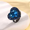 Black gold Blue pointed crystal ring
