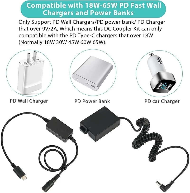 Alimentatore USB-C Per Canon | Batteria Fittizia LP-E17 | Cavo Continuo Per Fotocamera
