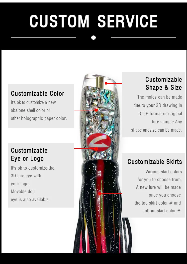 6 Colors 6.5''/200g Resin Head Octopus Soft Skirt Lure Deep Sea Boat