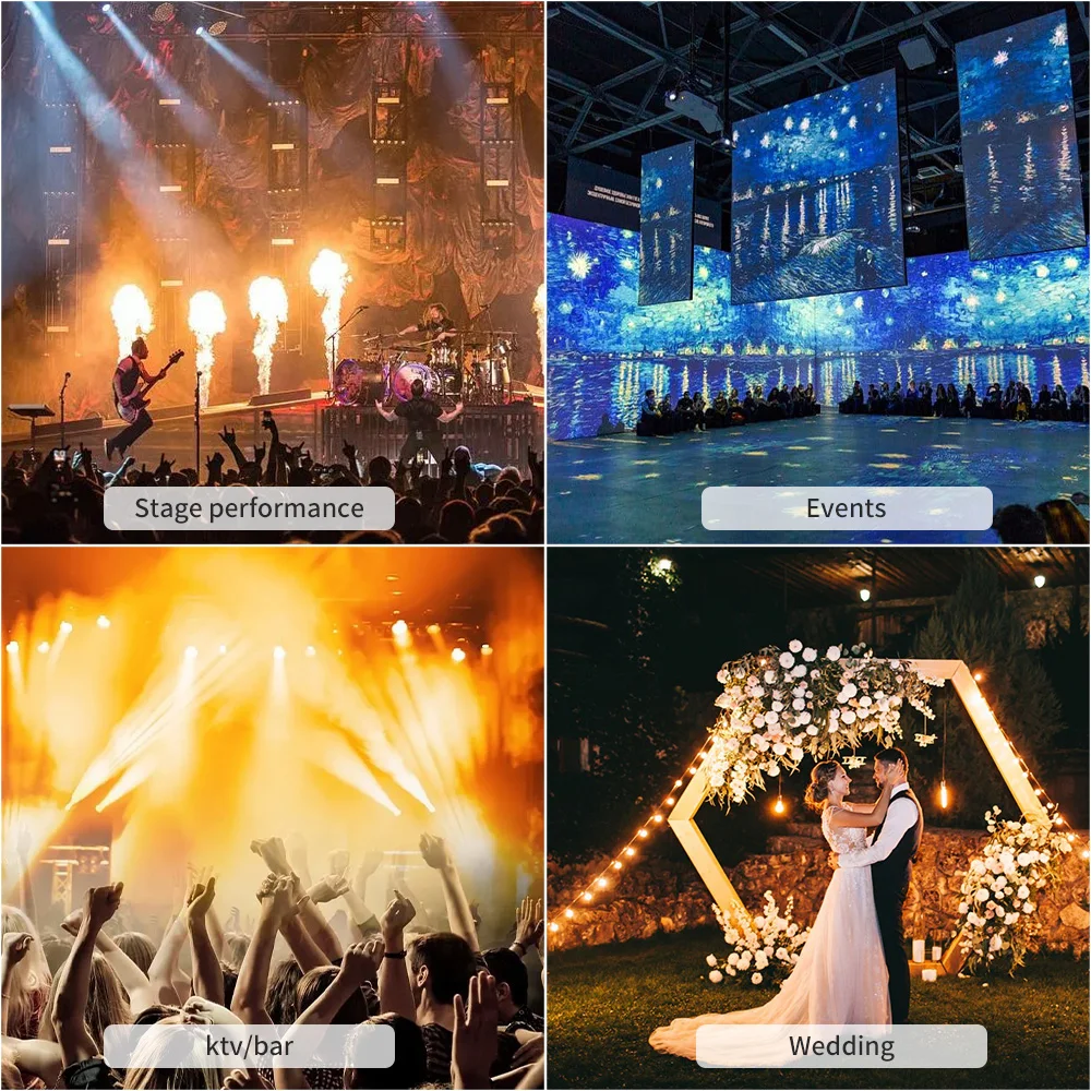 200W Three-Head Stage Flame Machine Electric DJ Band Show Effect Colorful DMX512 Fire Spraythrower