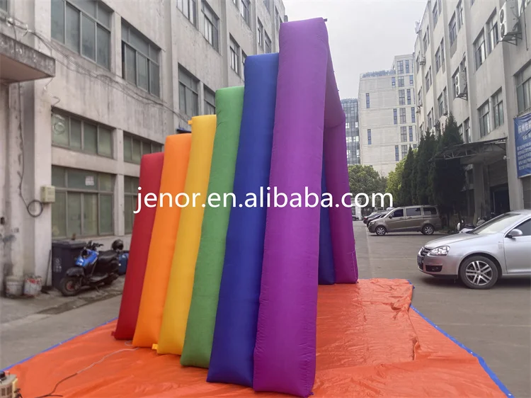 Colorful Rainbow Inflatable Arch Tunnel Entrance for Pride Parade Party Decoration