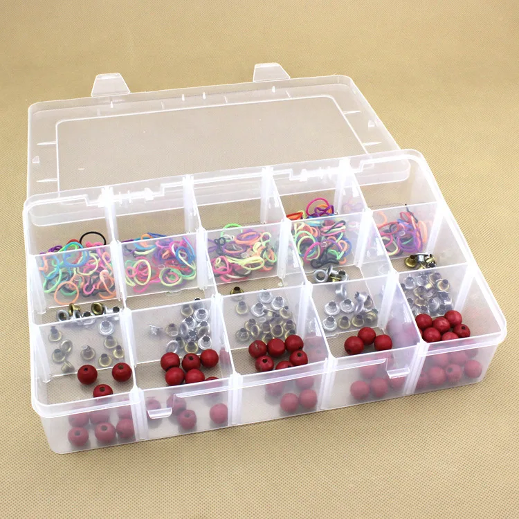 15 Compartments Transparent Plastic Storage Organizer Box With ...