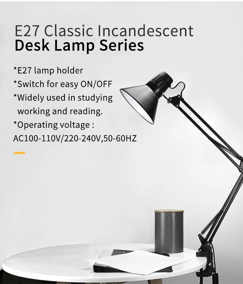 Sml Adjustable Classical Angle Table Lamp Industrial Style Metal E27