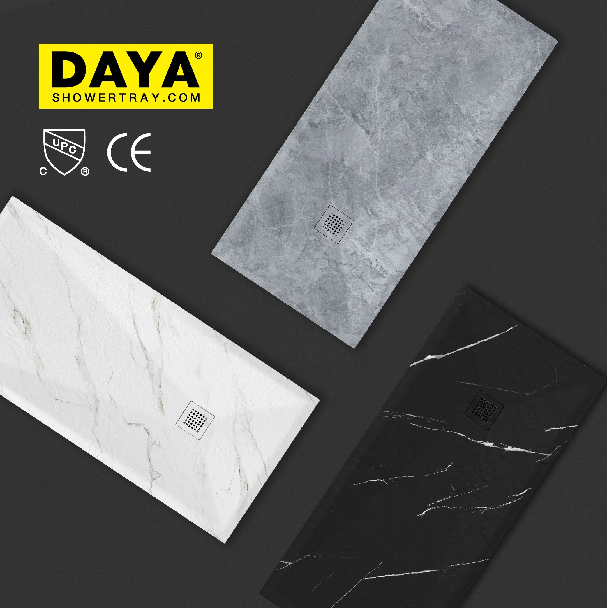 Easy Cleaning Antislip Tray Base Shower Pan Granite Marble European Design square White Shower Tray