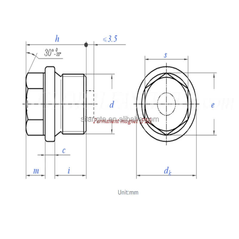External Hexagonal Screw Plugs With Shoulder Heavy Duty Cylindrical
