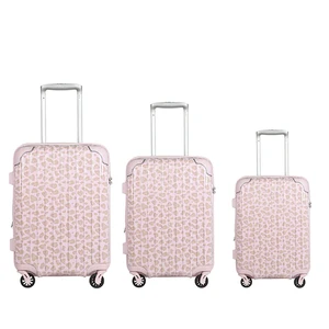 Fashion Custom Leopard Pattern ABS Trolley Case Spinner Suitcase Luggage 4 Pc