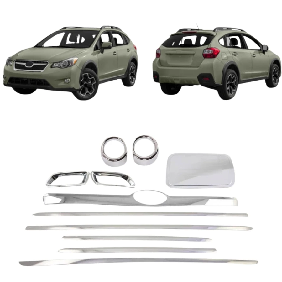 TIYPEOR for Subaru 2015 XV Charging Port Cover Door Cup Protector Handle Front Fog Lamp Rear Mirror Cover Wiper Trims Kit