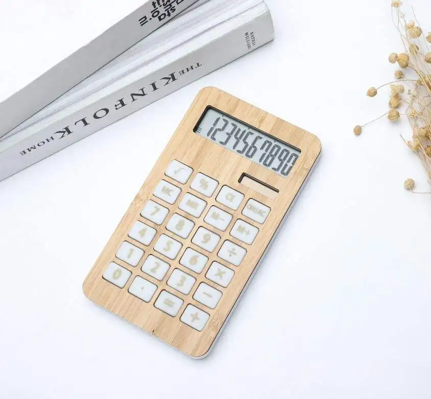10 Creative Bamboo and Wood Counting Computer Financial Office Desktop Can Be Printed on LOGO Bamboo Wooden Calculator
