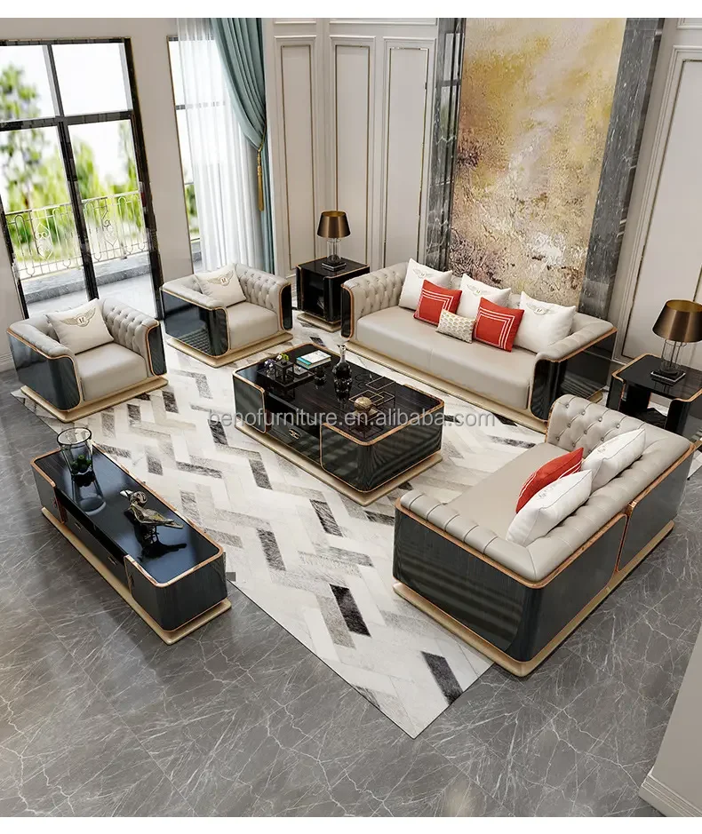 Foshan Factory Luxury Modern Living Room Furniture Sofa 1+2+3 for Sale ...