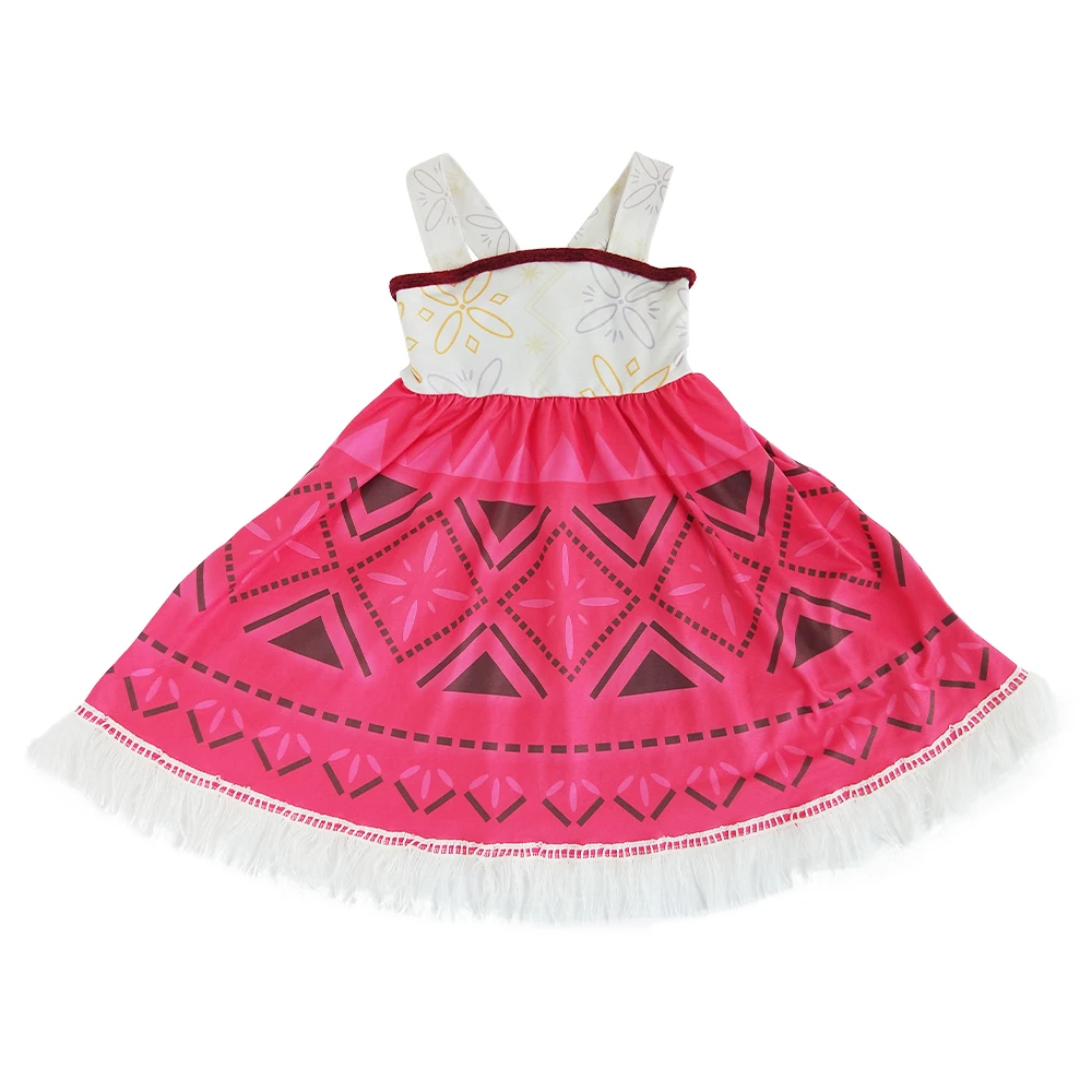 2024 Latest Moana Princess Cosplay Halloween Adventure Girls Dress Suits Beach Necklace Pocahontas Movie Kids Party Clothes