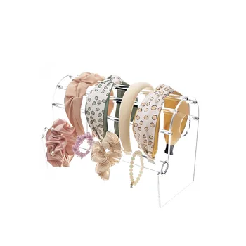 Wholesale Rectangle Clear Acrylic Headband Display Rack Wholesale Rectangular Plastic Hair Hoop Organizer Bag Sundries Storage