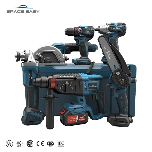 Best Price 18V 20V 21V Lithium Battery Powered Cordless Electric Brushless Power Machines Drill  Hammer Tools MKT Combo Kit Set