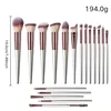 18-piece champagne gold wooden makeup brush set
