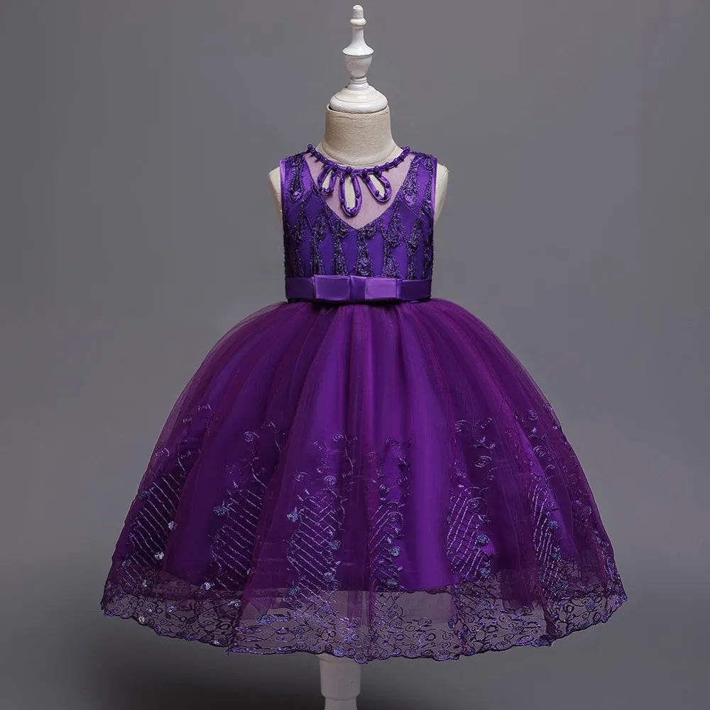 западная модель девушки Грейс платье 5 - летний шампанское детский костюм свидетельницы цветы рисунок детская одежда