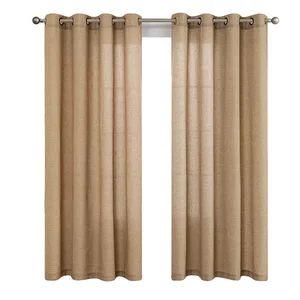 Rancho New Product China Wholesale Linen Look Polyester Solid Fabric Curtain