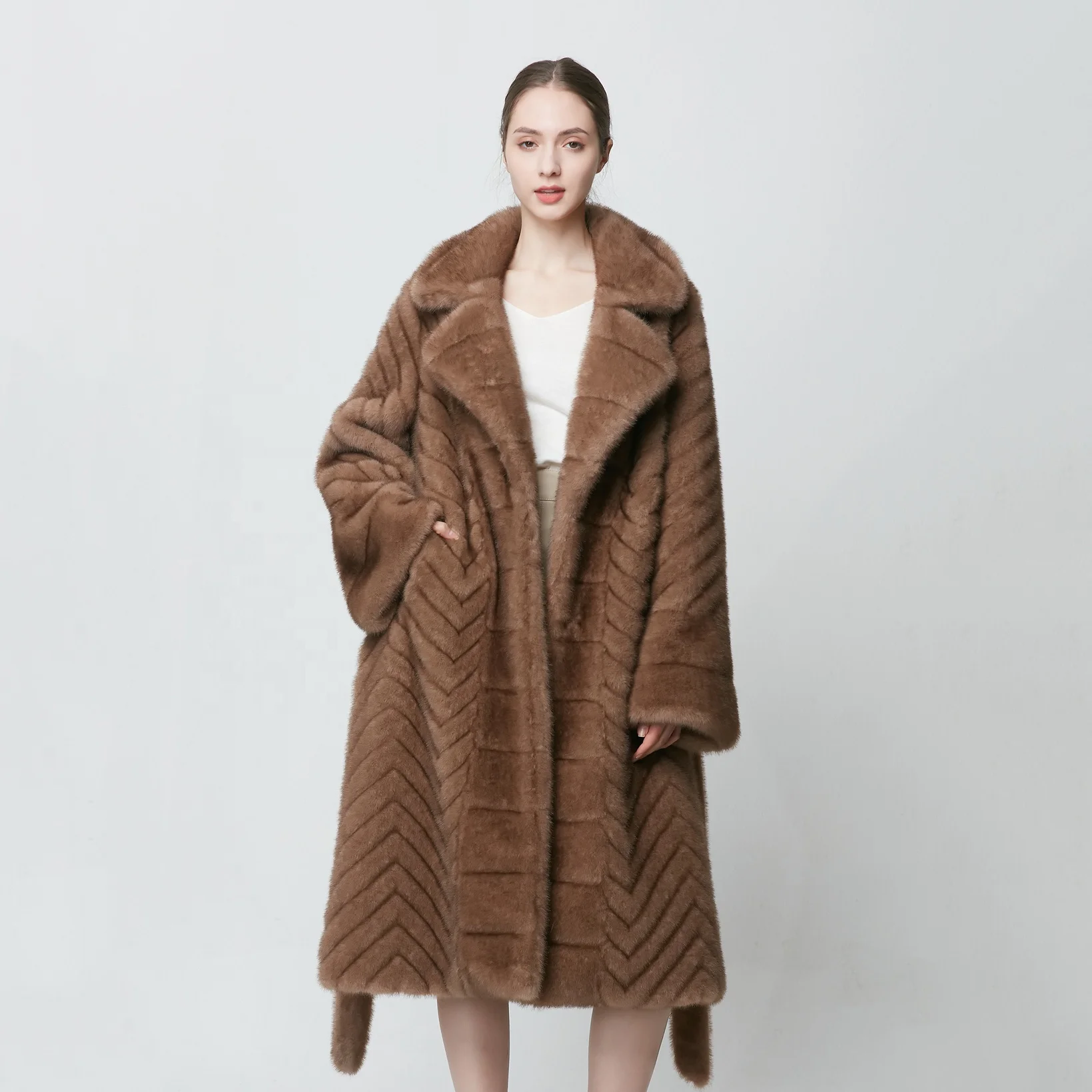 Eco Fabric Factory Cheap Wholesale Price Germany Fur Coats Customized High Quality Faux Cross Mink Fur Coat
