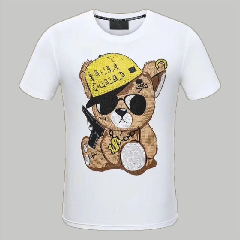 Summer Cotton Teddy Bear Print TShirt Luxury Brand Men's T-Shirt
