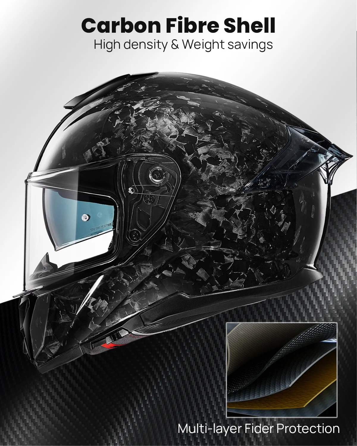 ILM-861C Carbon Fiber Full Face Motorcycle Helmet for