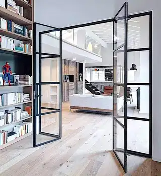High Quality Slimline Swing Door Interior Separation Aluminum Alloy Glass Hinged Door for Room